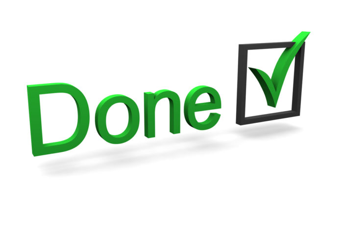 Done text and check mark