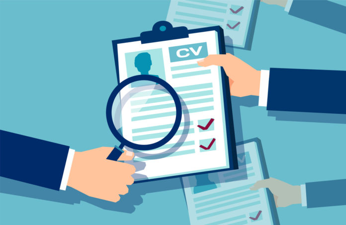 Employer businessman exploring job applications