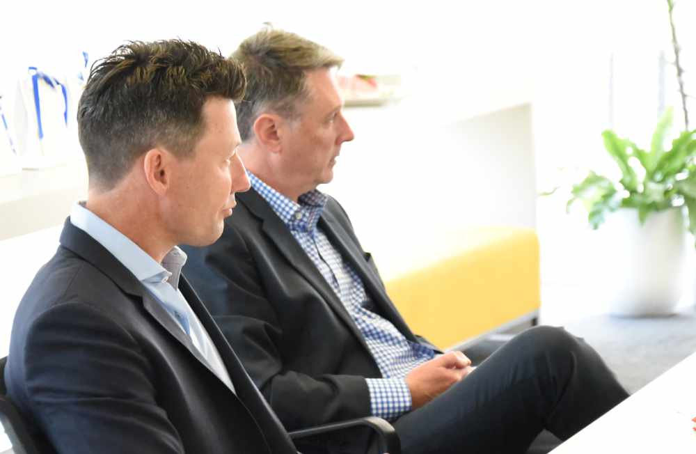 251001-RoundTable-small Bombora Advice MD Nial McConville and MBS Insurance partner and CEO Drew Burden.