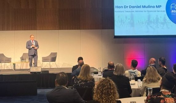 Daniel Mulino, Assistant Treasurer, speaking at FAAA conference 2026, Melbourne.