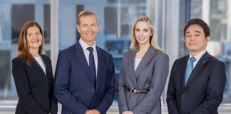 The current TAL board (L-R): Angela Mentis (Non-Executive Director), David Cohen (Chair), Fiona Macgregor (Group CEO and Managing Director) and Akifumi Kai (Non-Executive Director).