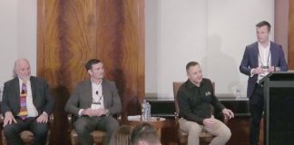 Entireti panel debate on claims management featuring (L-R) Col Fullagar, Principal of Integrity Resolutions; Zane Westbrook-McIntyre, Customer Resolution Consultant Risk Unit, Entireti, Trevor Battersby, Founder of TPD Claim Support, and leading the debate is Aaron Zol, Entireti’s Head of Business & Insurance Growth.